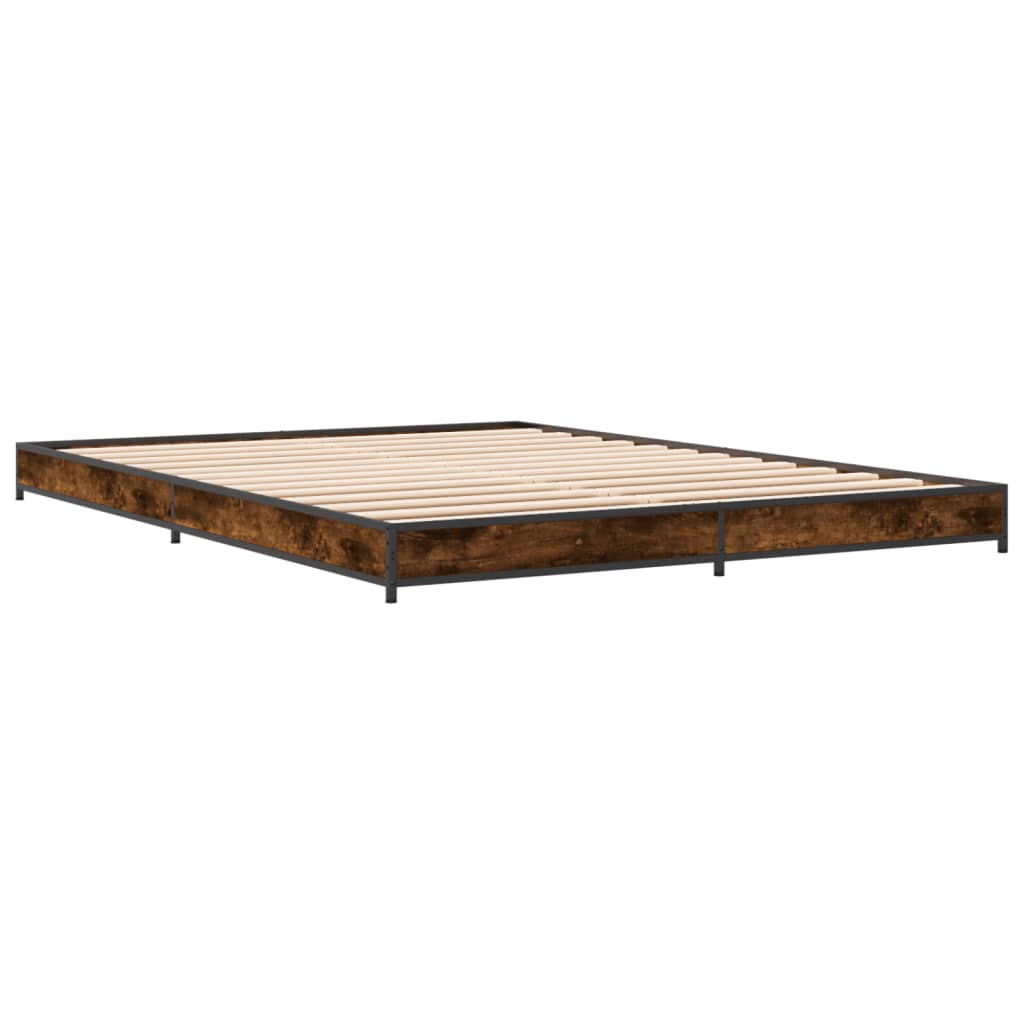 vidaXL Bettgestell Räuchereiche 140x190 cm Holzwerkstoff und Metall