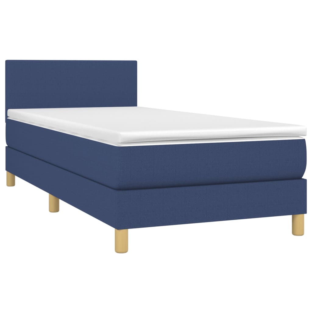 vidaXL Boxspringbett mit Matratze Blau 100x200 cm Stoff