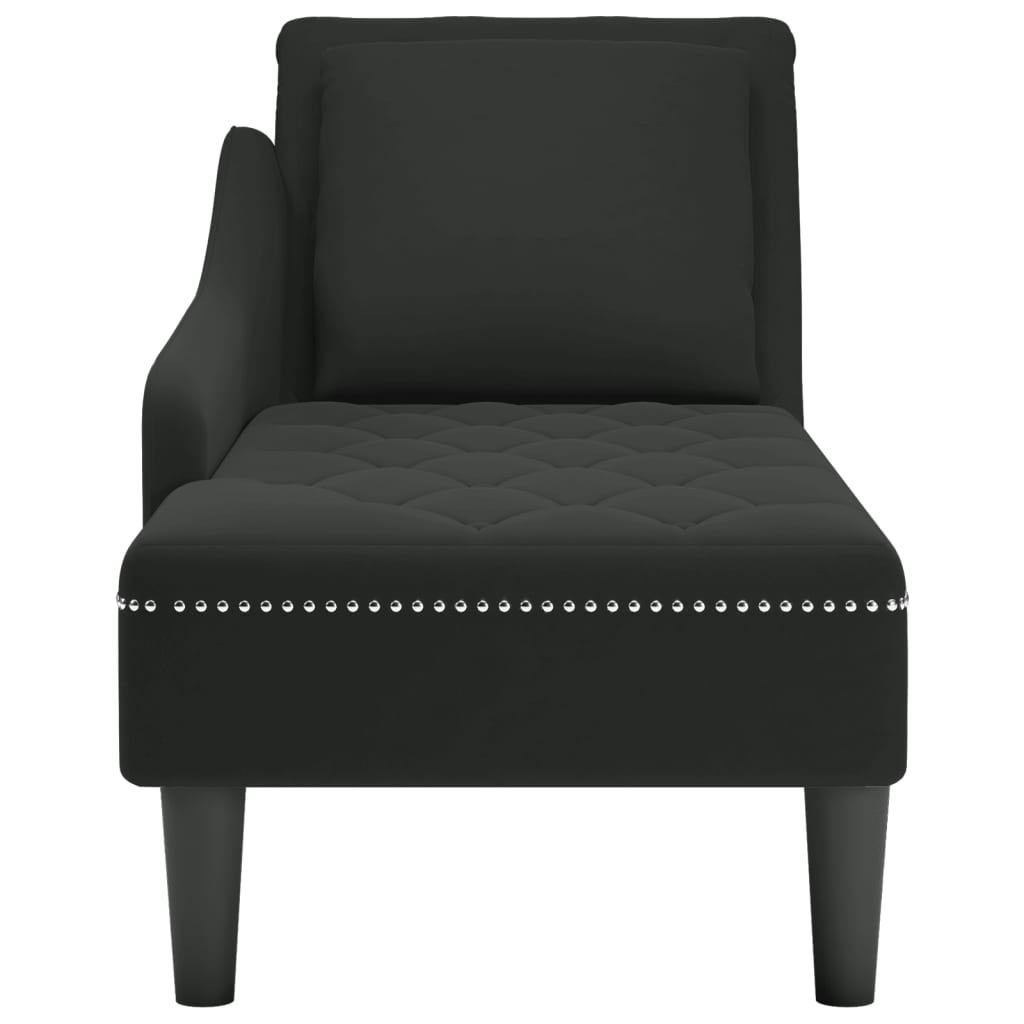 vidaXL Chaiselongue mit Kissen und Rechter Armlehne Schwarz Samt