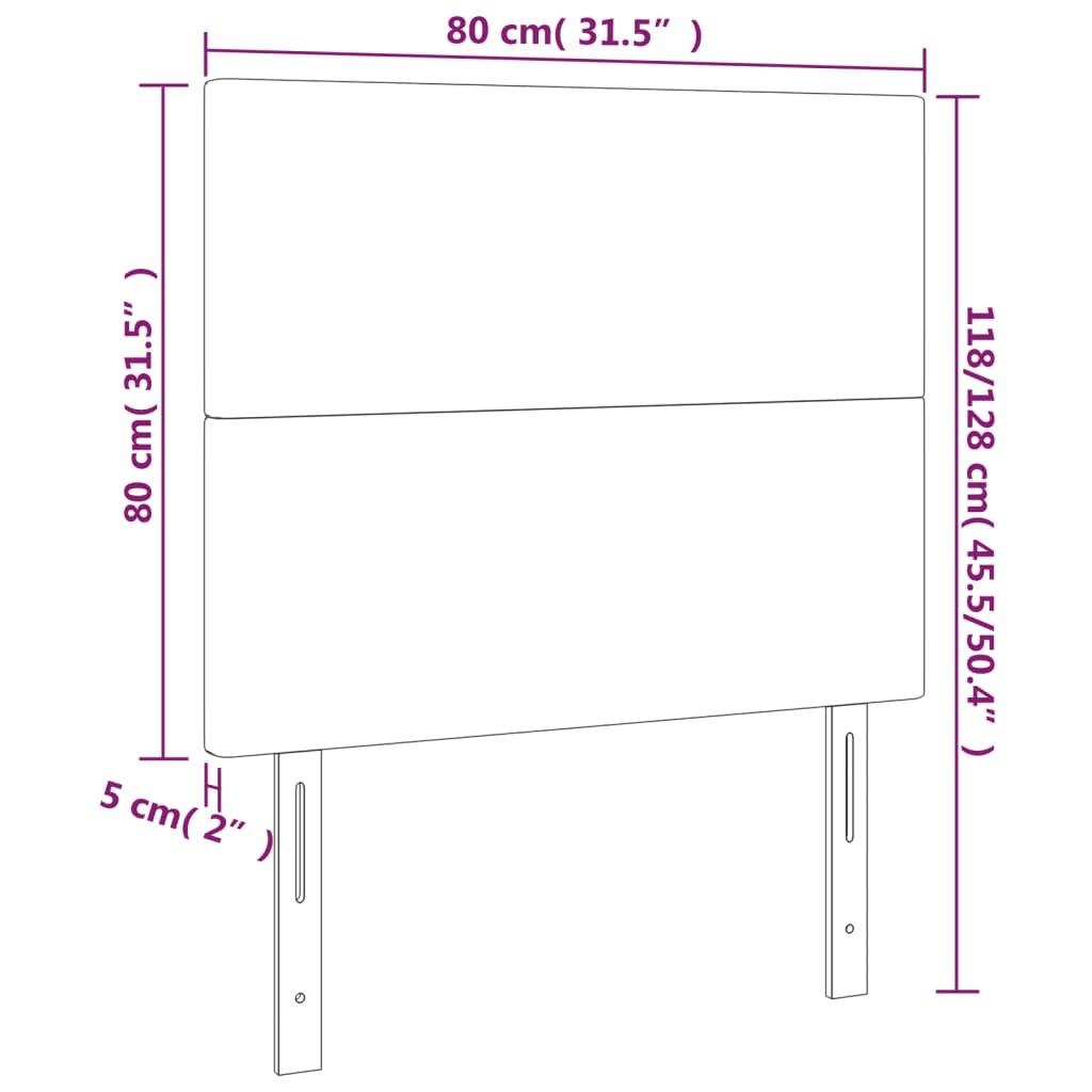 vidaXL Kopfteile 2 Stk. Schwarz 80x5x78/88 cm Stoff