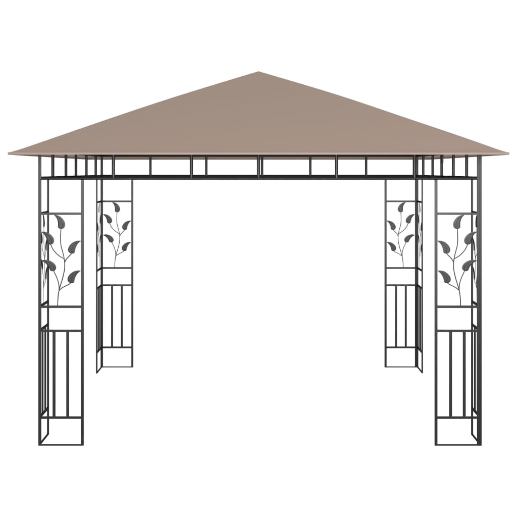 vidaXL Pavillon mit Moskitonetz 3x3x2,73 m Taupe 180 g/m²