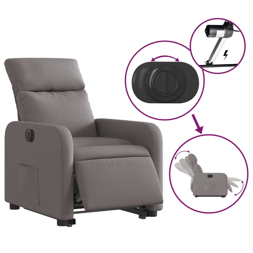 vidaXL Relaxsessel mit Aufstehhilfe Elektrisch Taupe Stoff