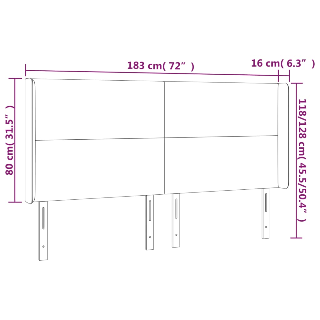 vidaXL LED Kopfteil Dunkelbraun 183x16x118/128 cm Stoff