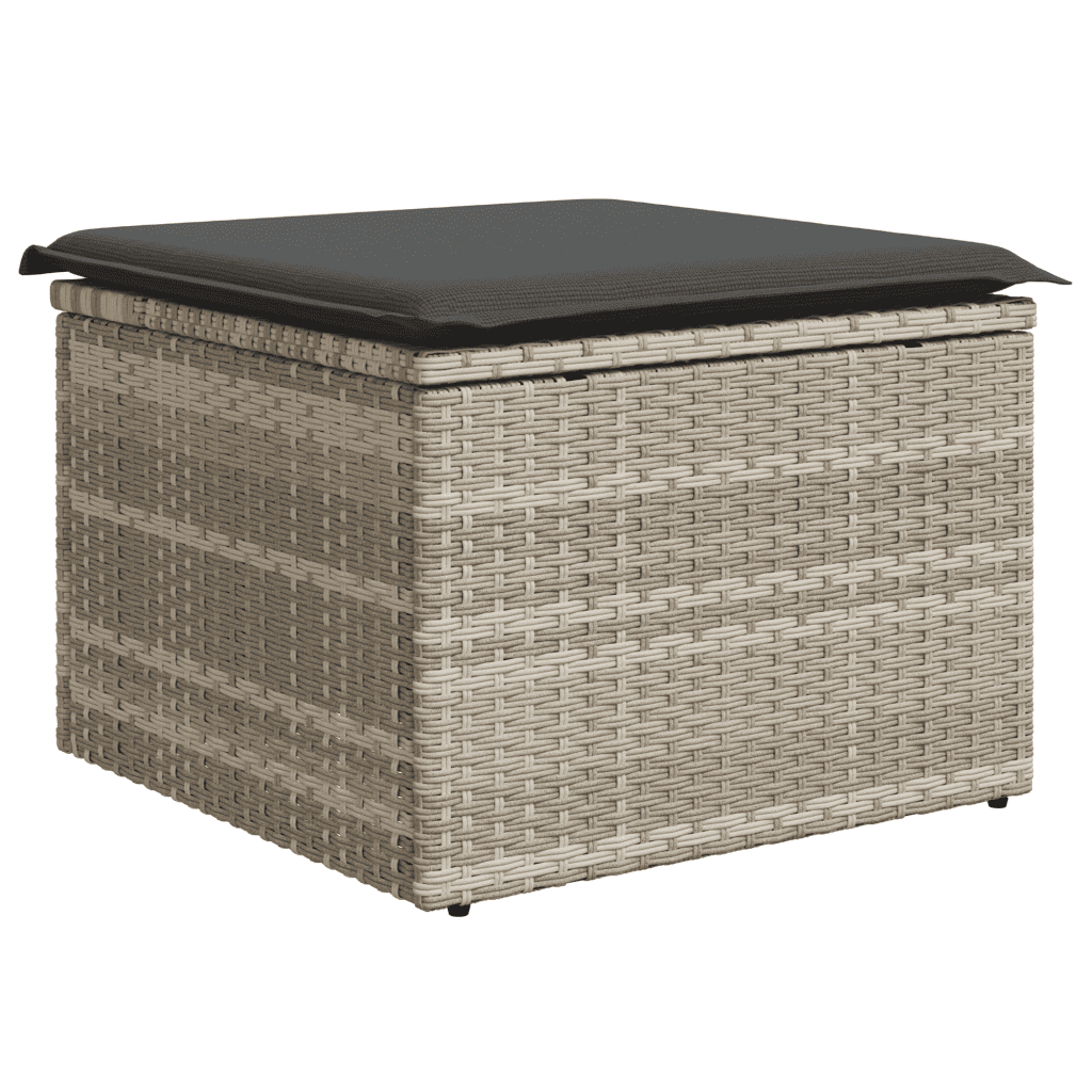 vidaXL 11-tlg. Garten-Sofagarnitur mit Kissen Hellgrau Poly Rattan