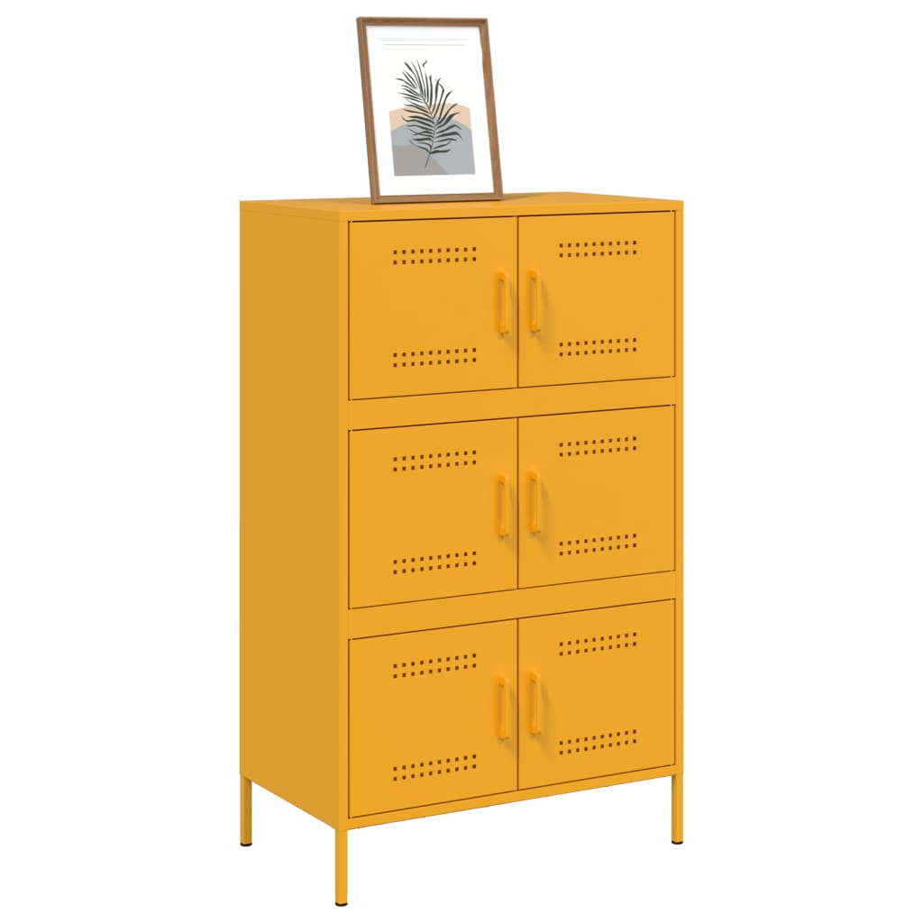 vidaXL Highboard Senfgelb 68x39x113 cm Stahl