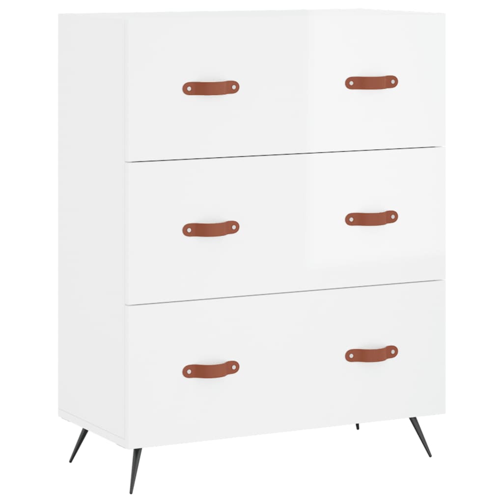 vidaXL Highboard Hochglanz-Weiß 69,5x34x180 cm Holzwerkstoff