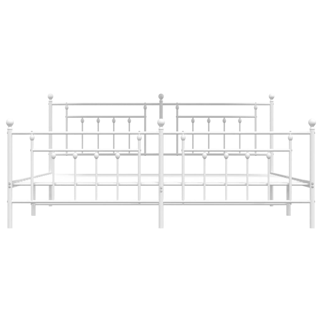 vidaXL Bettgestell mit Kopf- und Fußteil Metall Weiß 200x200 cm