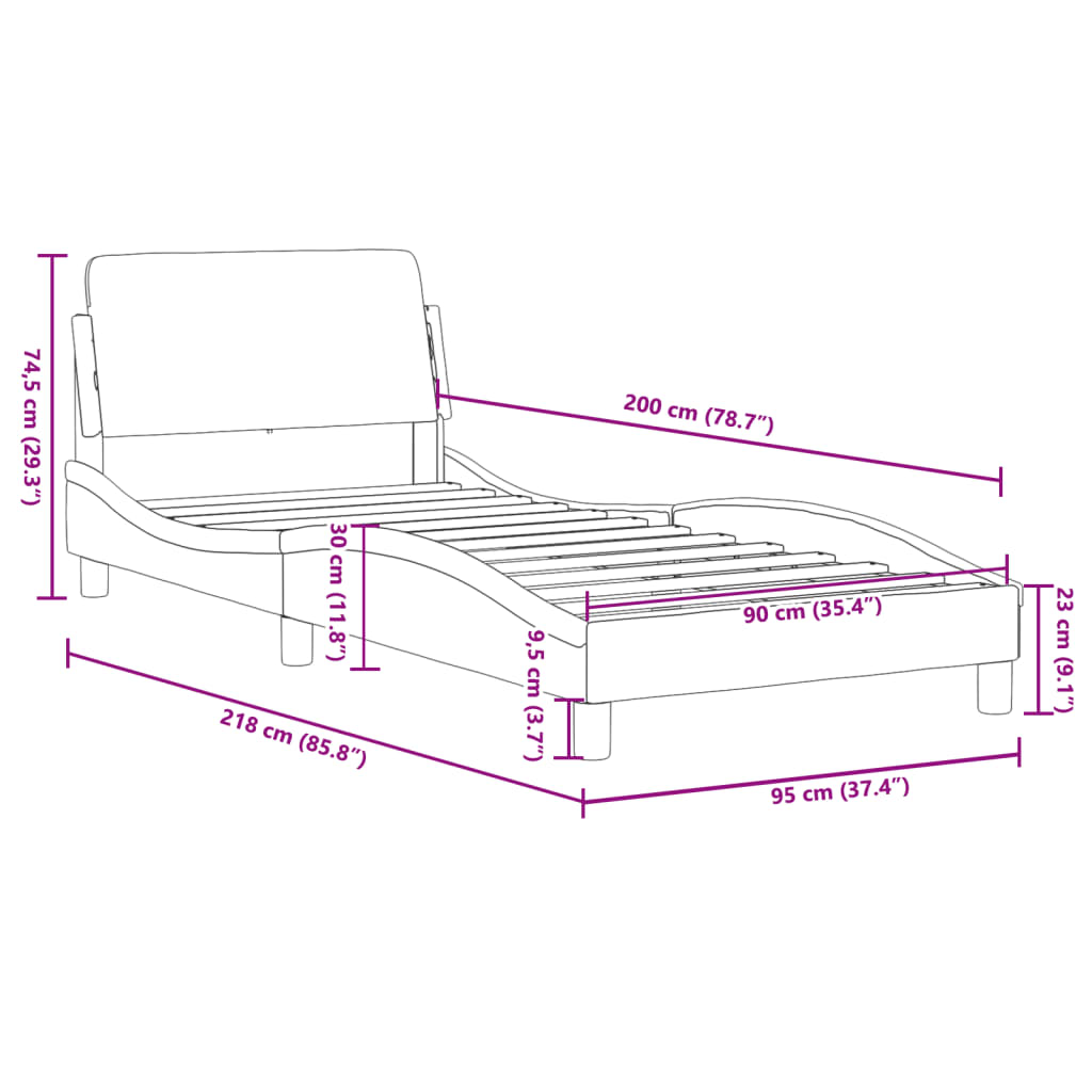 vidaXL Bettgestell mit Kopfteil Dunkelgrün 90x200 cm Samt