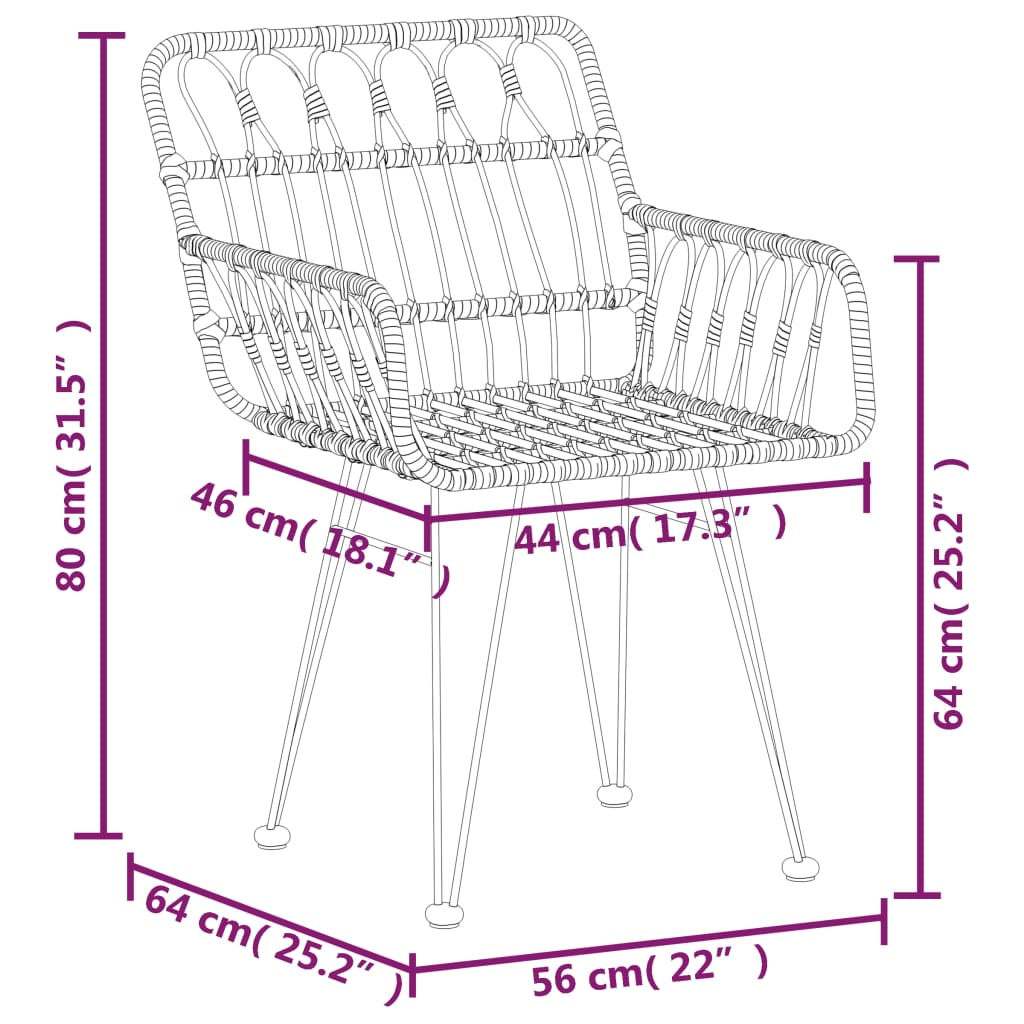 vidaXL 5-tlg. Garten-Essgruppe Poly Rattan