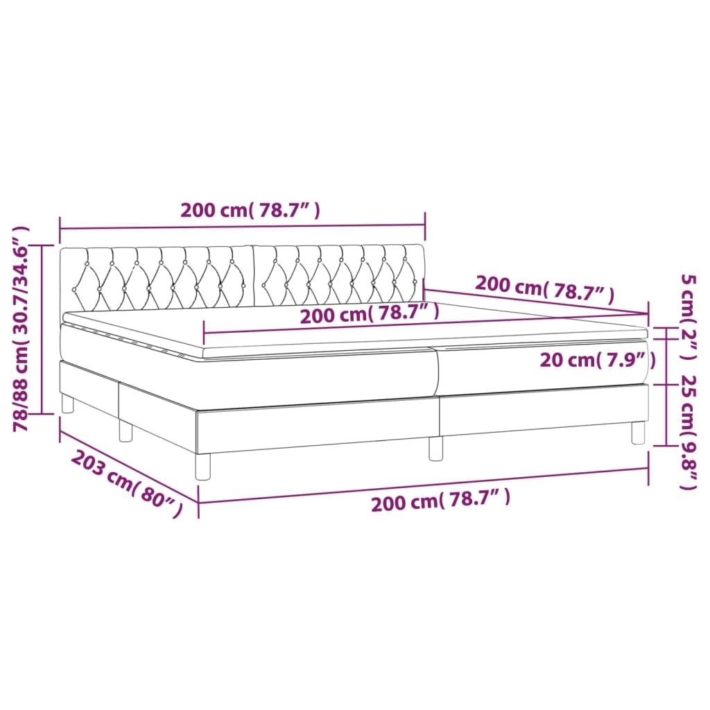 vidaXL Boxspringbett mit Matratze Rosa 200x200 cm Samt