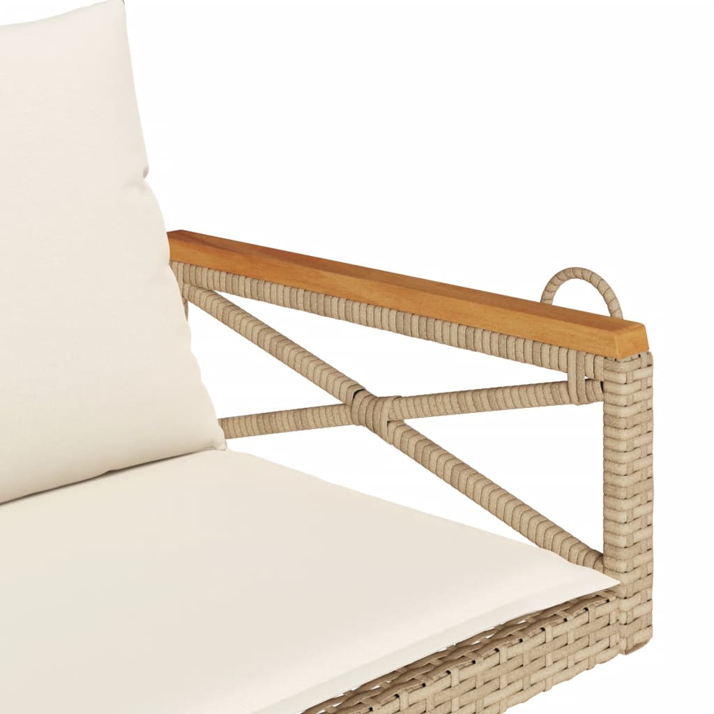 vidaXL Hängebank mit Kissen Beige 109x62x40 cm Poly Rattan