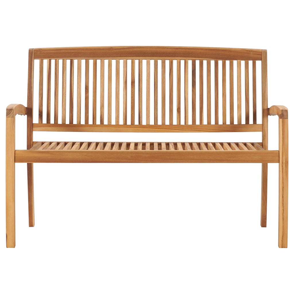 vidaXL Stapelbare Gartenbank mit Auflage 128,5 cm Massivholz Teak