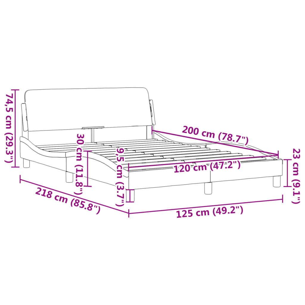 vidaXL Bettgestell mit Kopfteil Dunkelgrün 120x200 cm Samt