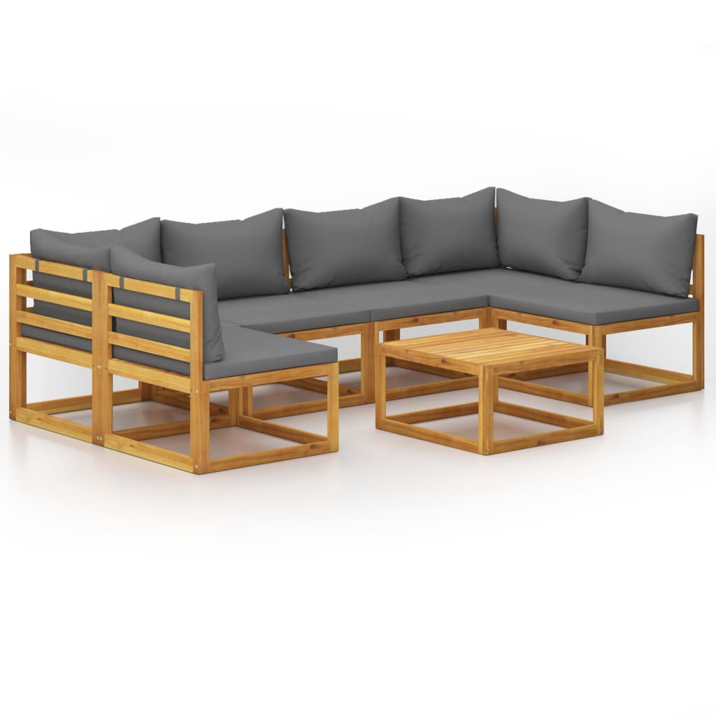 vidaXL 7-tlg. Garten-Lounge-Set mit Auflagen Massivholz Akazie