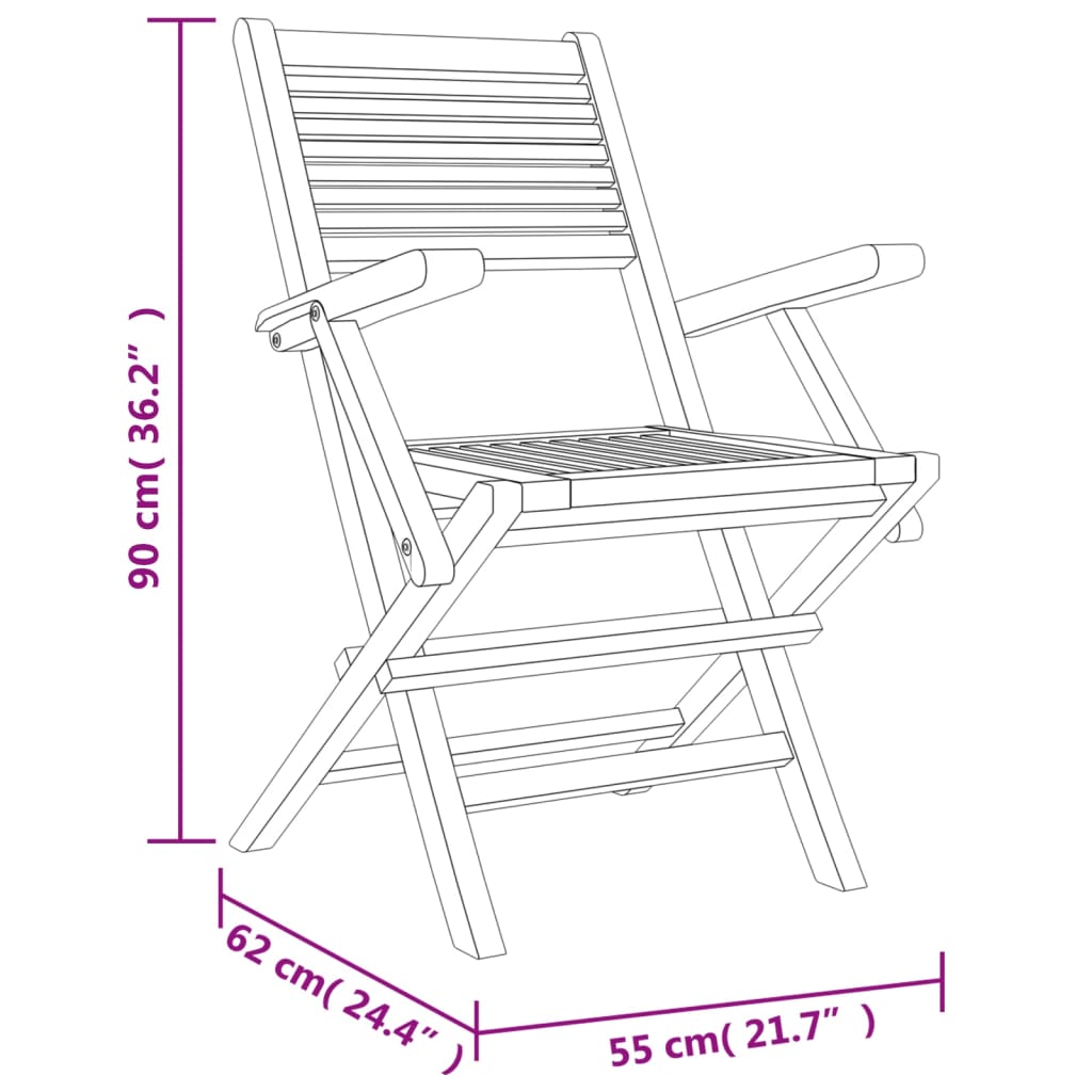 vidaXL Gartenstühle 6 Stk. Klappbar 55x62x90 cm Massivholz Teak