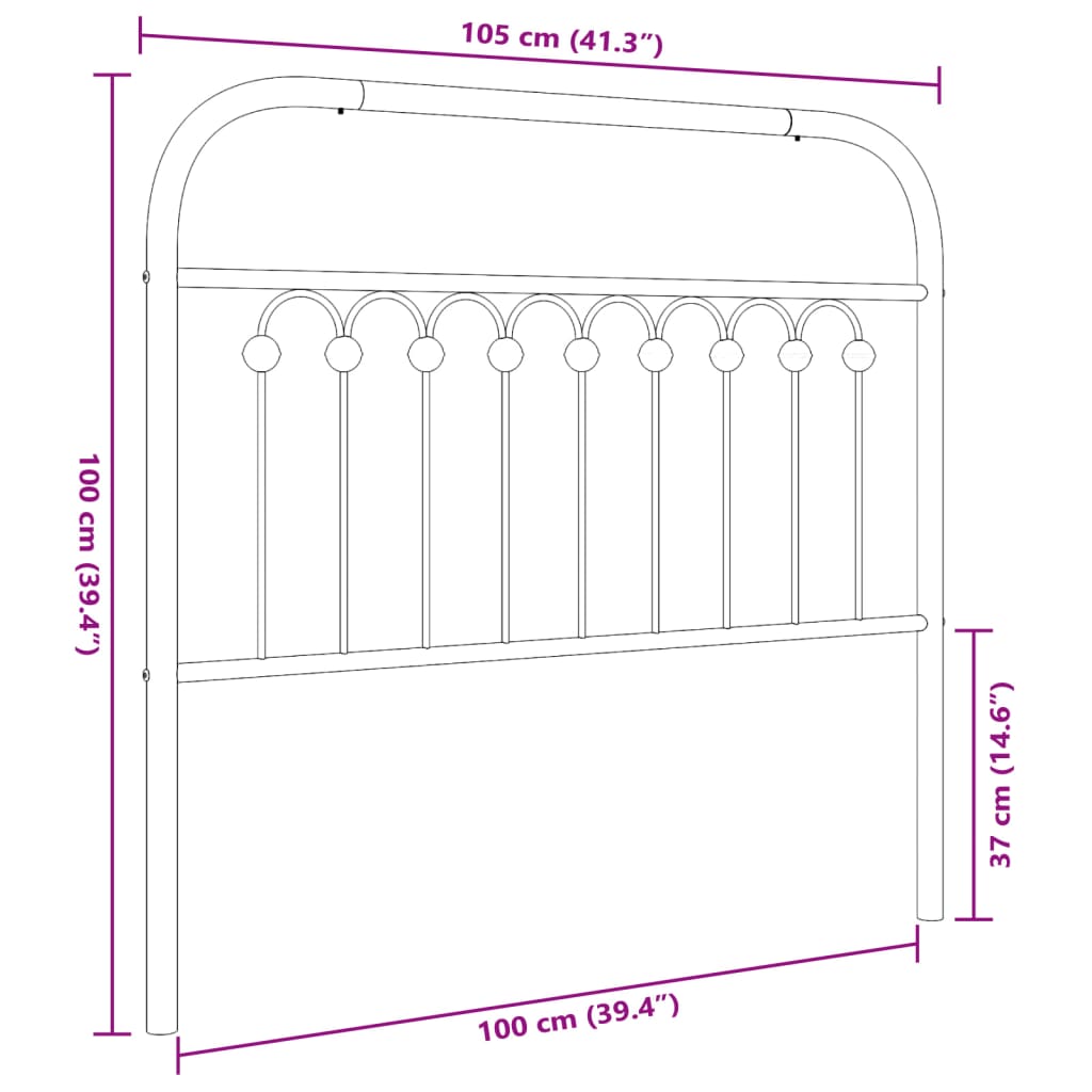 vidaXL Kopfteil Metall Weiß 100 cm