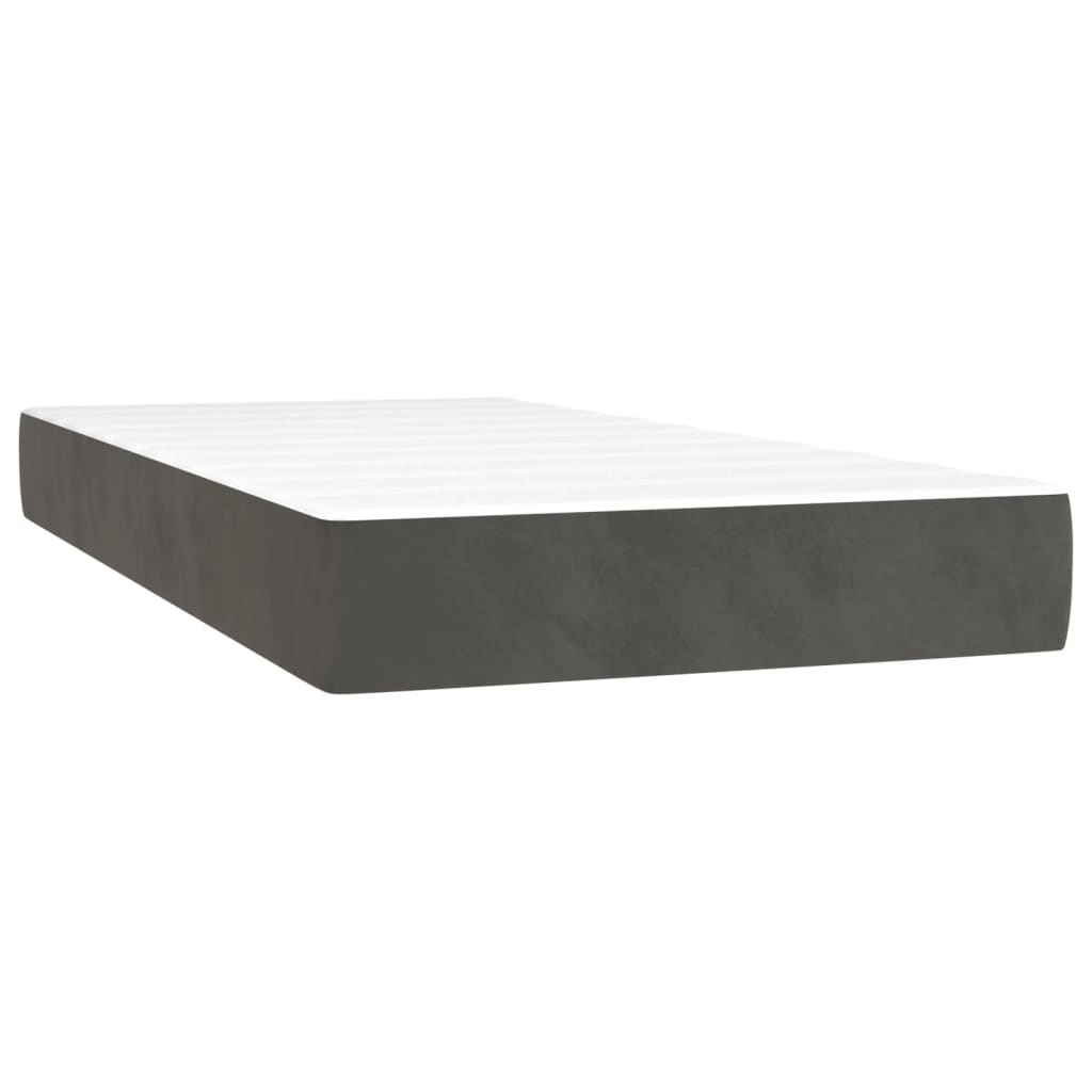 vidaXL Boxspringbett mit Matratze & LED Dunkelgrau 100x200 cm Samt