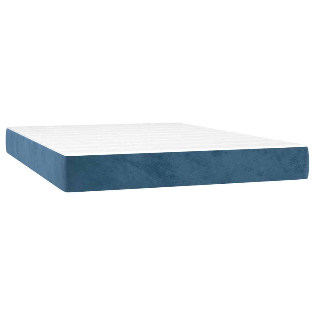 vidaXL Boxspringbett mit Matratze Dunkelblau 140x190 cm Samt