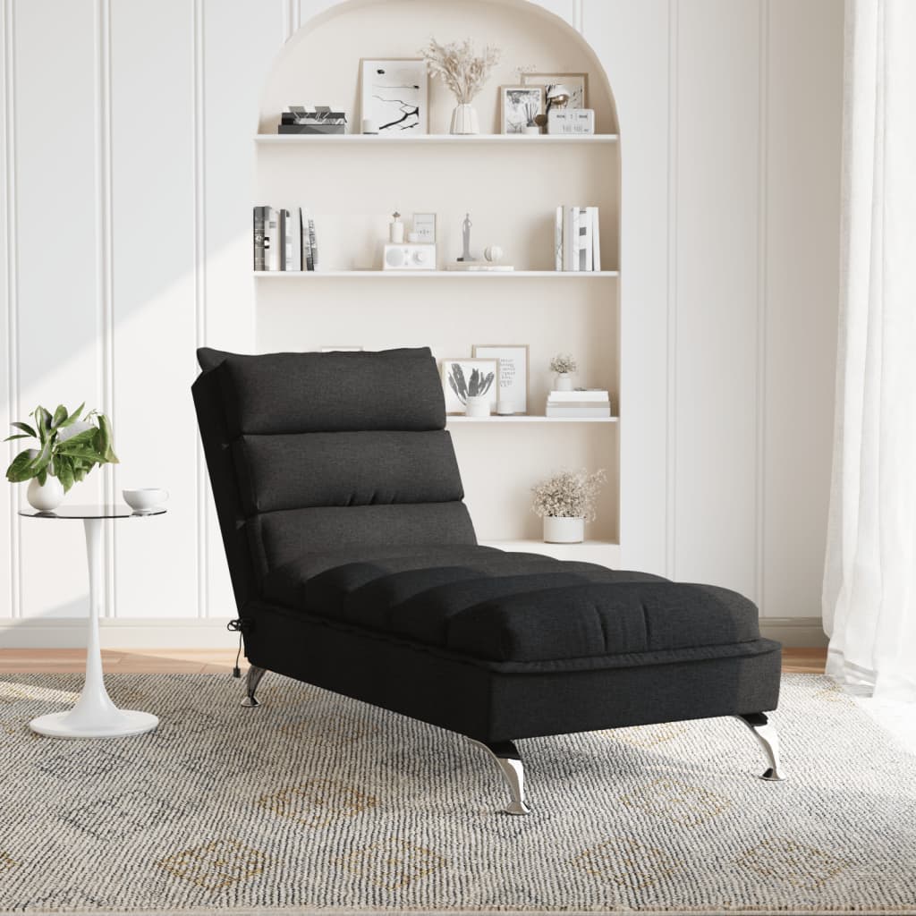 vidaXL Massage-Chaiselongue mit Kissen Schwarz Stoff