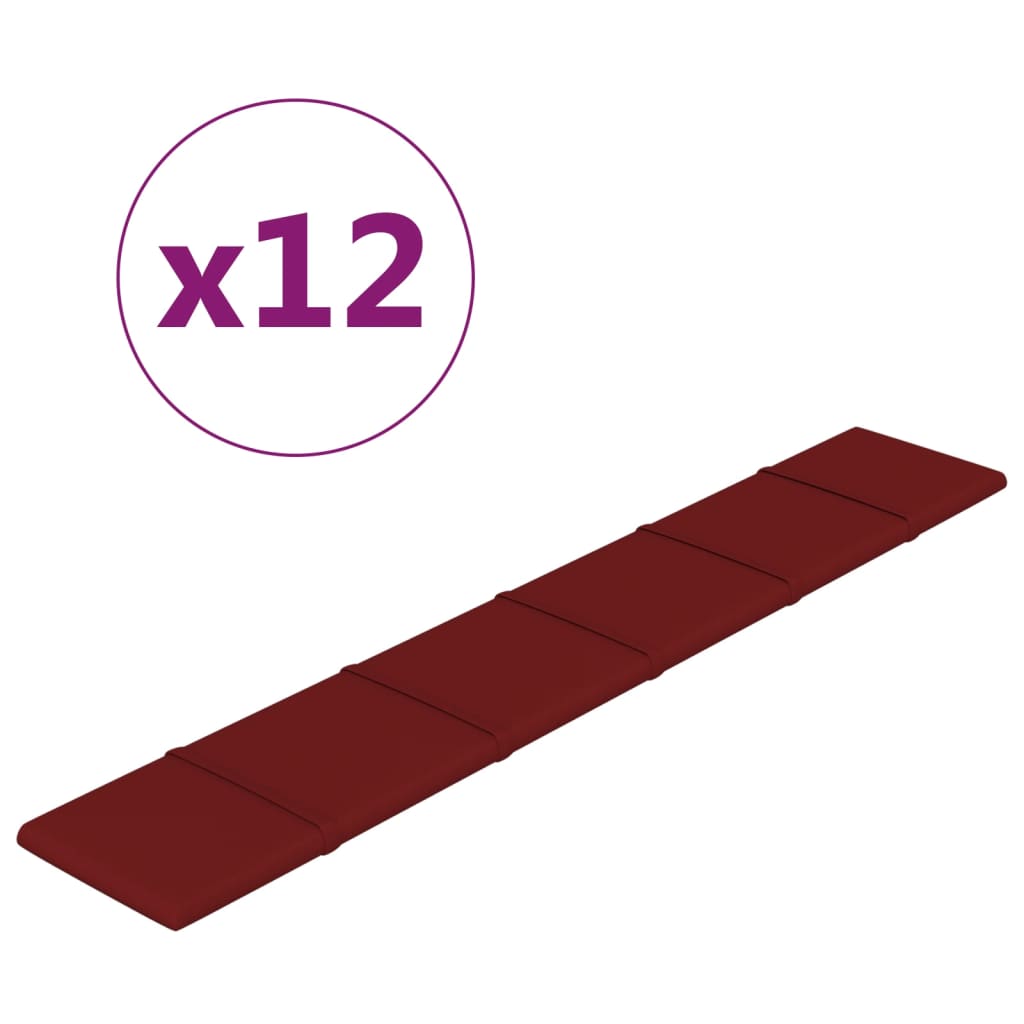 vidaXL Wandpaneele 12 Stk. Weinrot 90x15 cm Stoff 1,62 m²