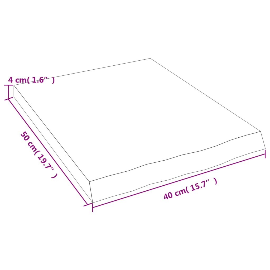 vidaXL Waschtischplatte Dunkelbraun 40x50x(2-4)cm Massivholz Behandelt