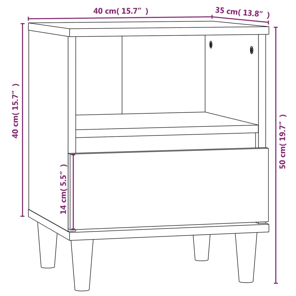 vidaXL Nachttisch Braun Eichen-Optik 40x35x50 cm