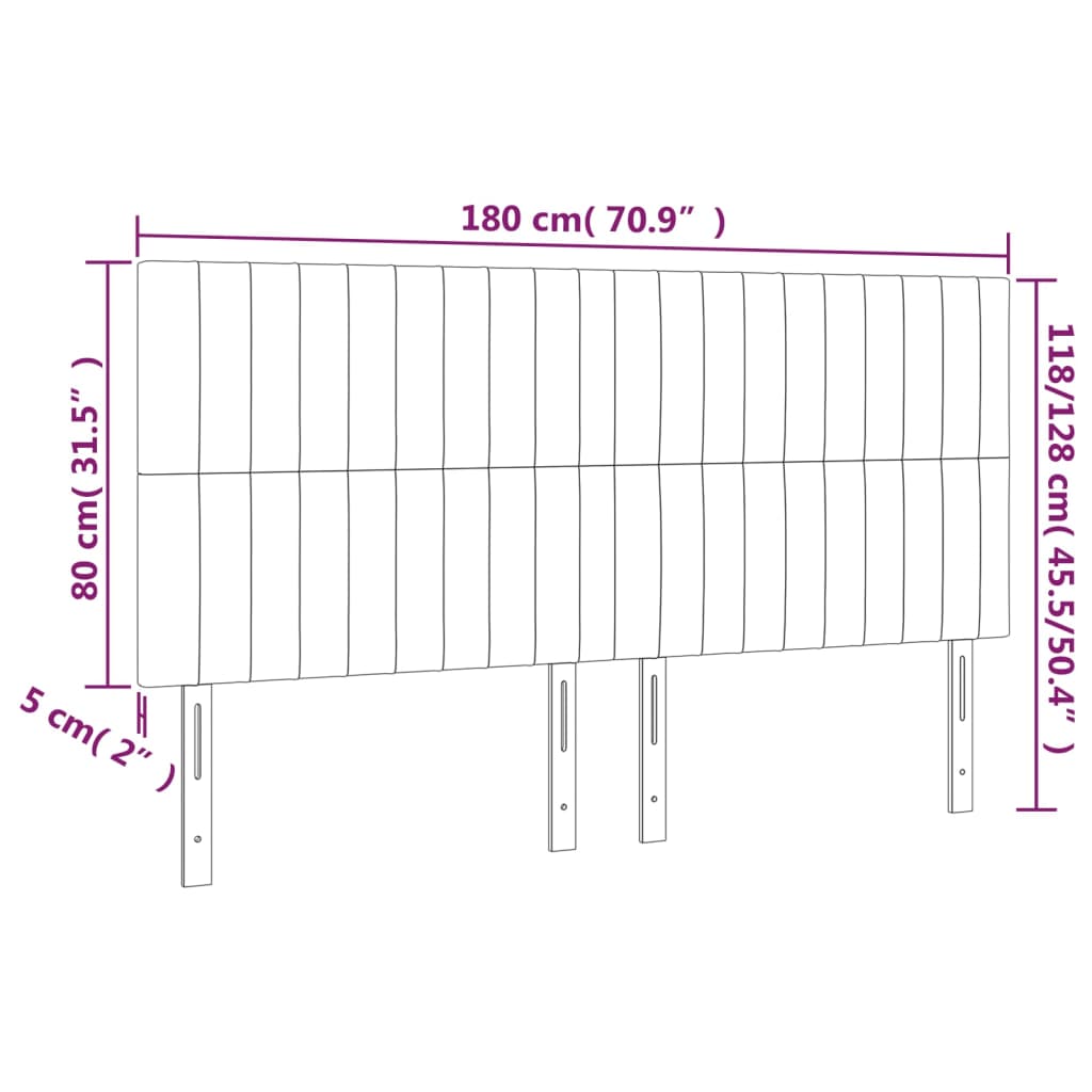 vidaXL LED Kopfteil Hellgrau 180x5x118/128 cm Stoff