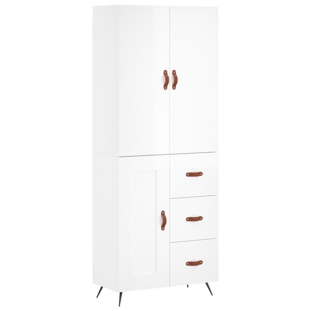 vidaXL Highboard Hochglanz-Weiß 69,5x34x180 cm Holzwerkstoff