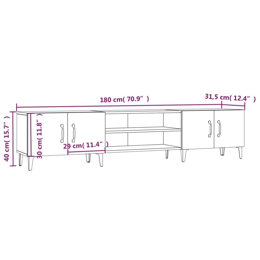 vidaXL TV-Schrank Räuchereiche 180x31,5x40 cm Holzwerkstoff