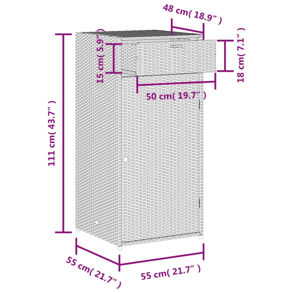 vidaXL Gartenschrank Beige 55x55x111 cm Poly Rattan