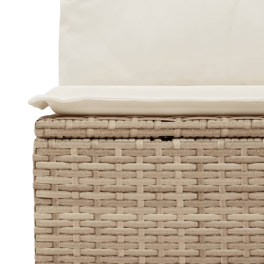 vidaXL 7-tlg. Garten-Sofagarnitur mit Kissen Beige Poly Rattan