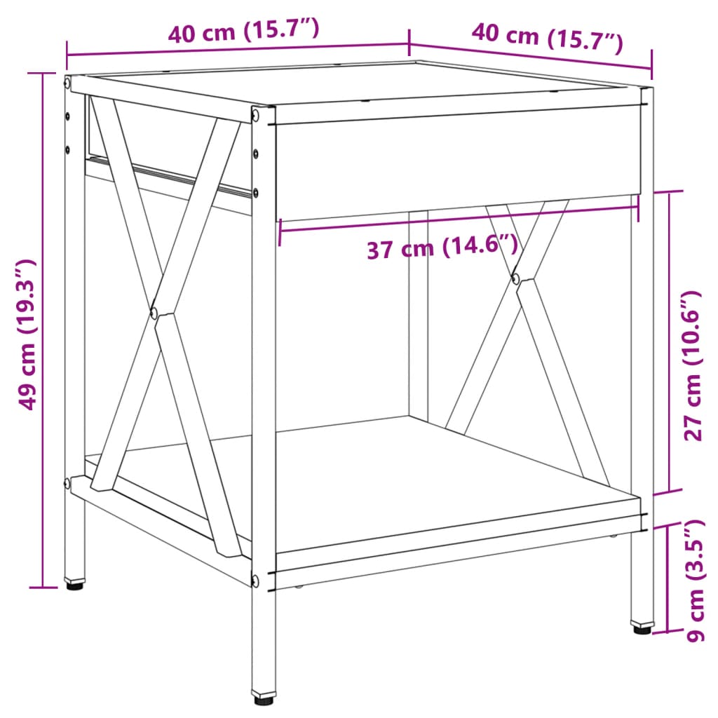 vidaXL Couchtisch mit Infinity-LED Schwarz 40x40x49 cm