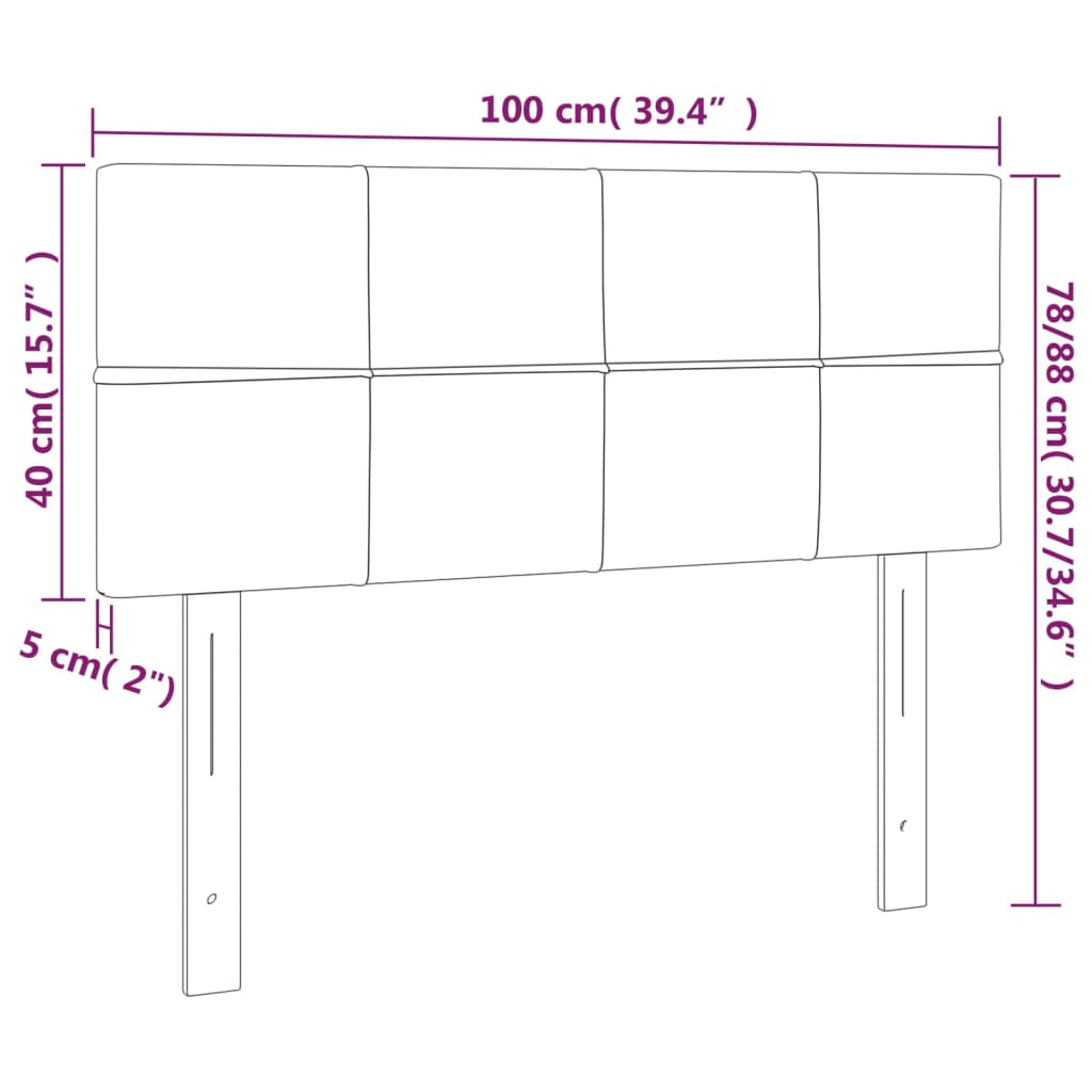 vidaXL LED Kopfteil Hellgrau 100x5x78/88 cm Samt