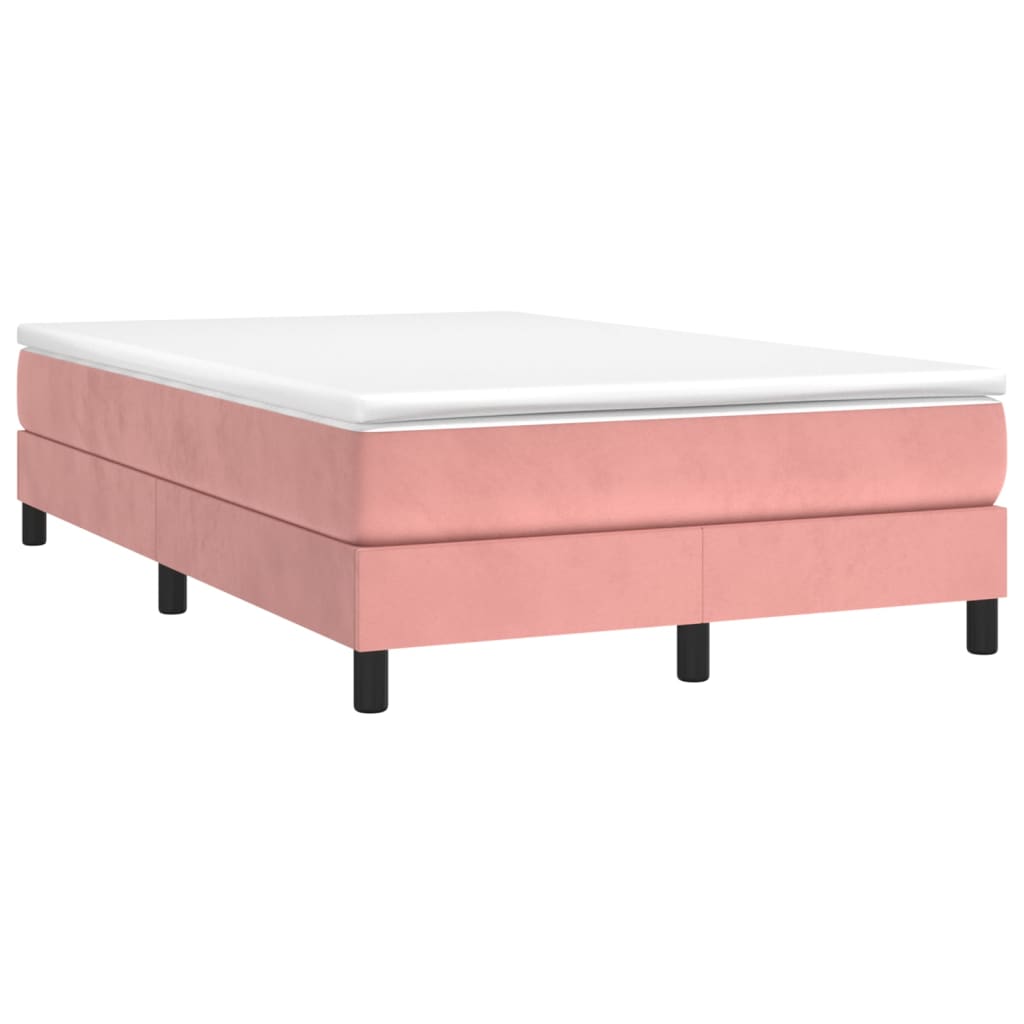 vidaXL Boxspringbett mit Matratze Rosa 120x190 cm Samt