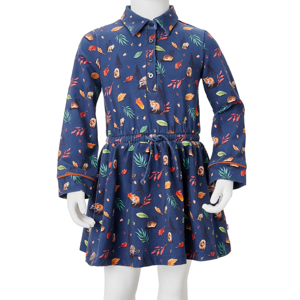 Kinderkleid mit Langen Ärmeln Marineblau 128