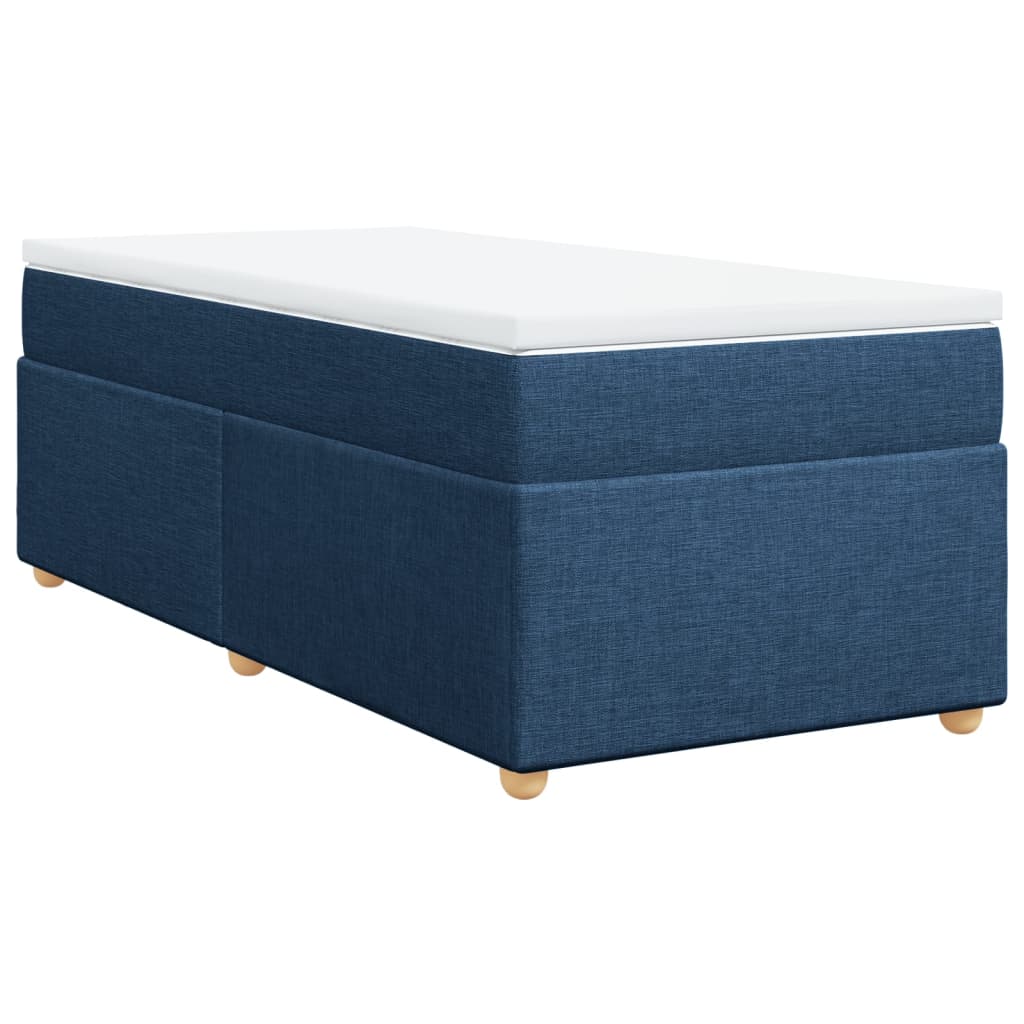 vidaXL Boxspringbett mit Matratze Blau 90x200 cm Stoff