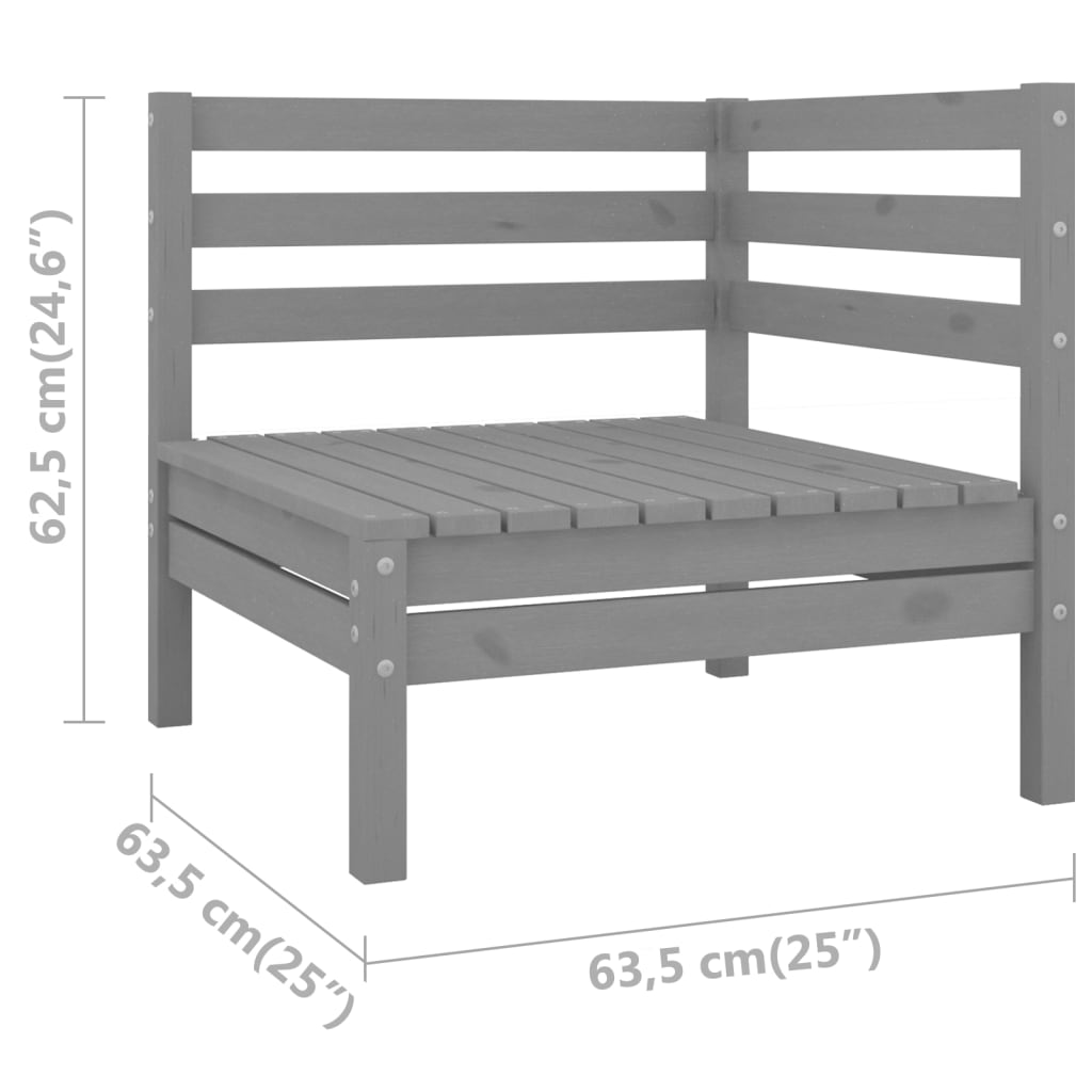 vidaXL 4-tlg. Garten-Lounge-Set Massivholz Kiefer Grau