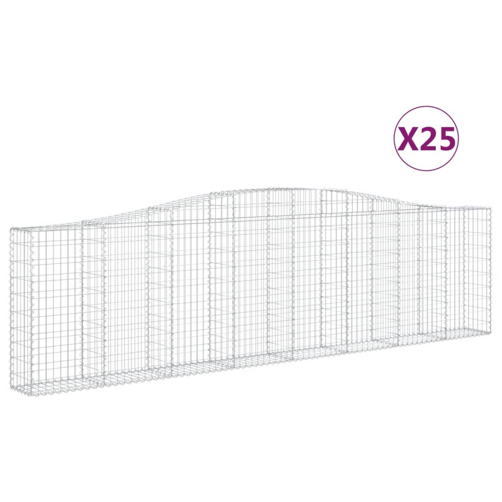 vidaXL Gabionen mit Hochbogen 25Stk. 400x30x100/120cm Verzinktes Eisen