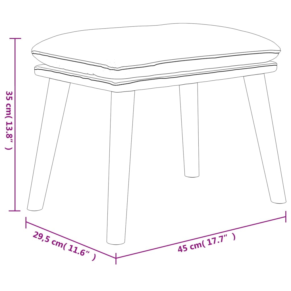 vidaXL Fußhocker Hellgrau 45x29,5x35 cm Samt