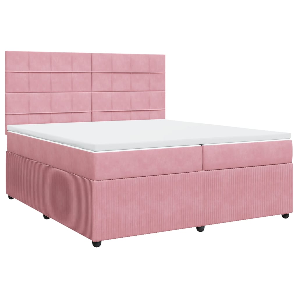 vidaXL Boxspringbett mit Matratze Rosa 200x200 cm Samt