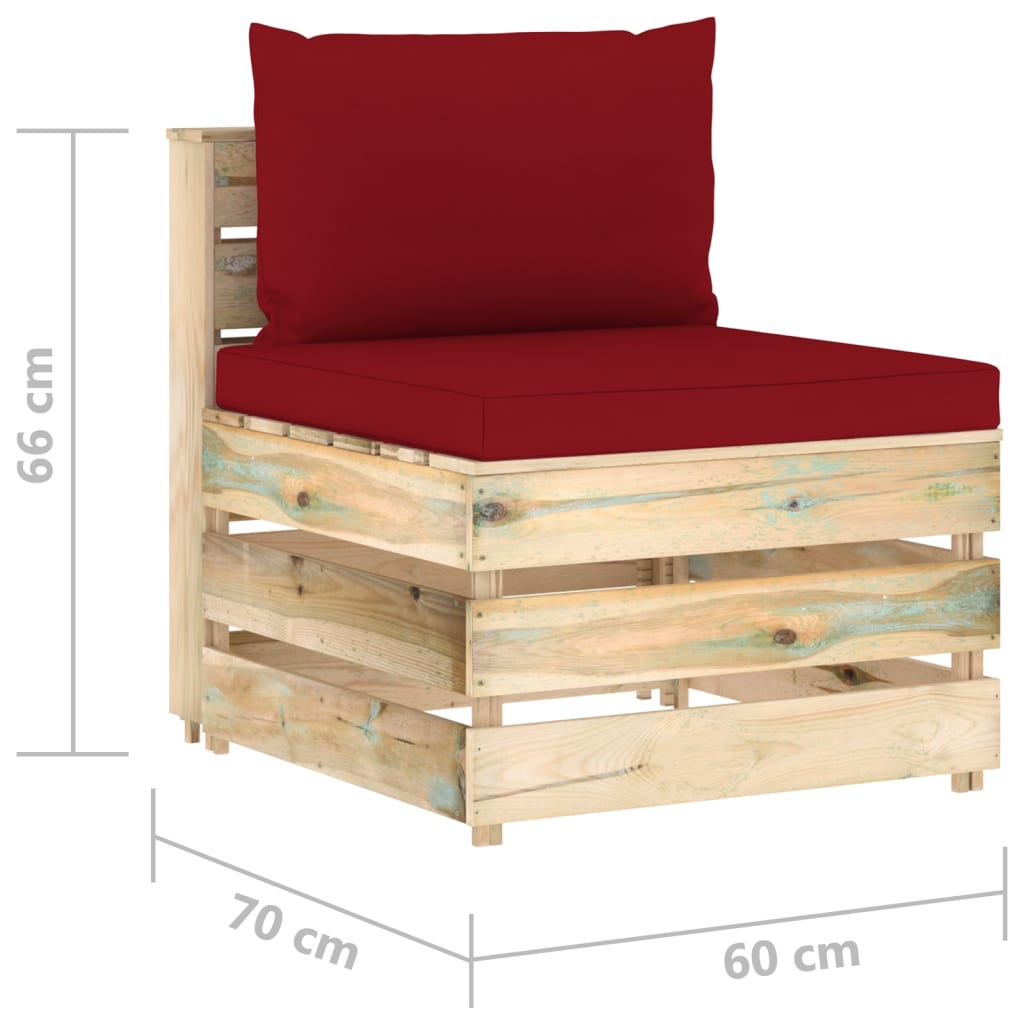 vidaXL 6-tlg. Garten-Lounge-Set mit Kissen Grün Imprägniertes Holz