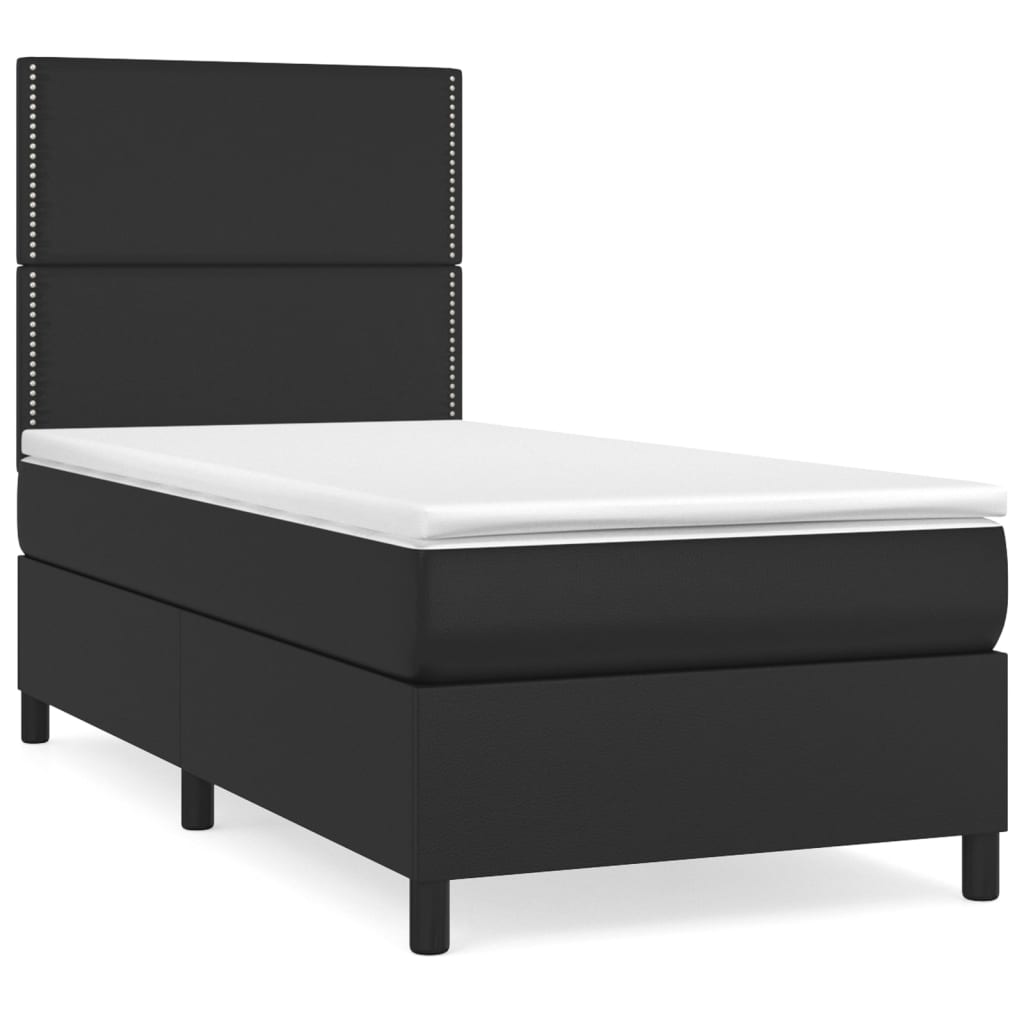 vidaXL Boxspringbett mit Matratze Schwarz 80x200 cm Kunstleder