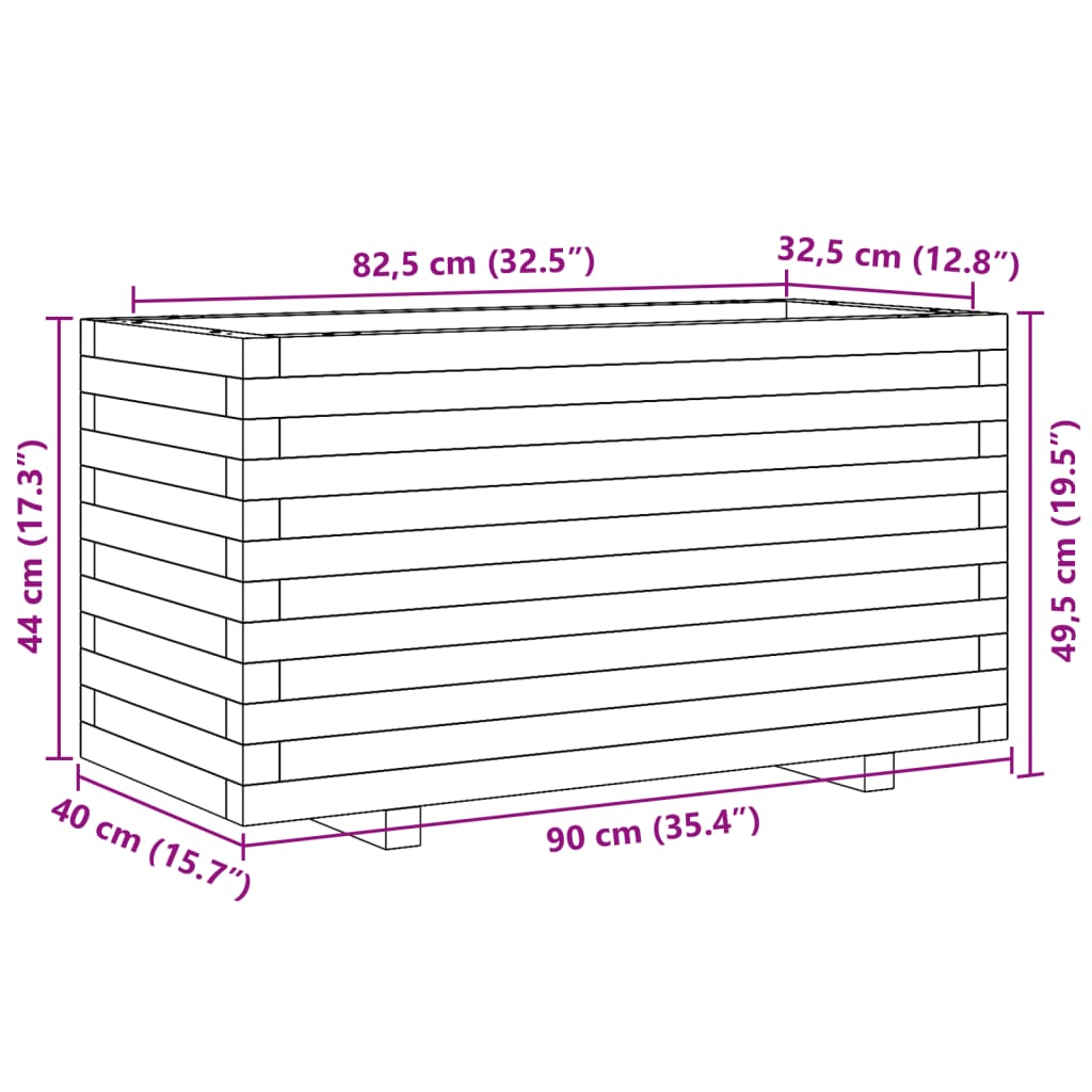 vidaXL Pflanzkübel 90x40x49,5 cm Massivholz Kiefer