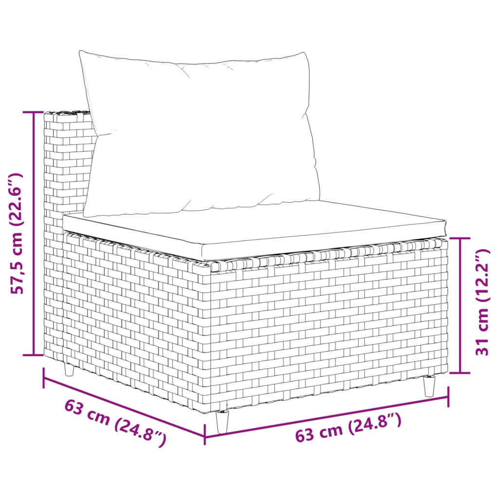 vidaXL 10-tlg. Garten-Sofagarnitur mit Kissen Braun Poly Rattan