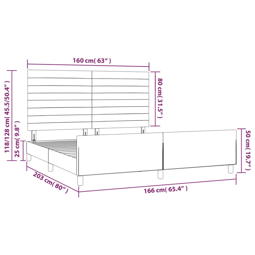 vidaXL Bettgestell ohne Matratze Dunkelblau 160x200 cm Samt