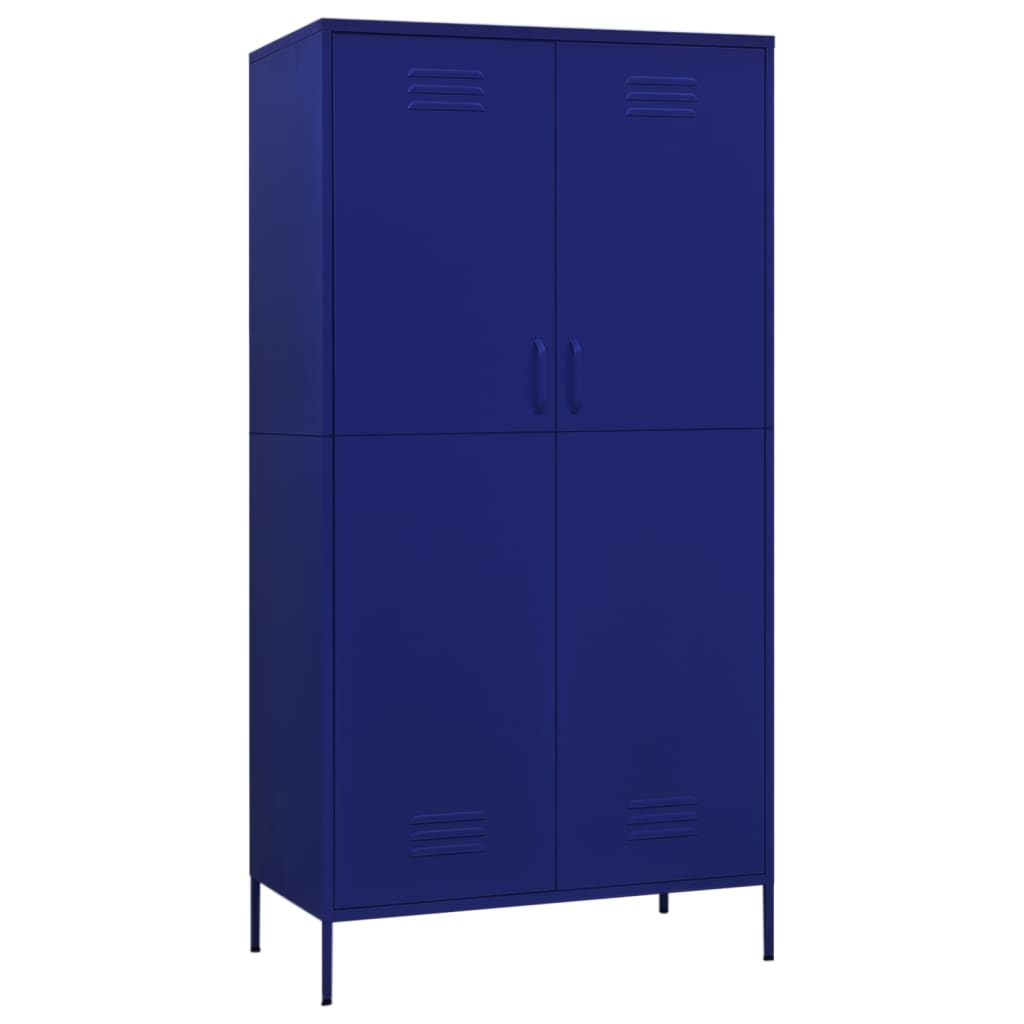 vidaXL Kleiderschrank Marineblau 90x50x180 cm Stahl