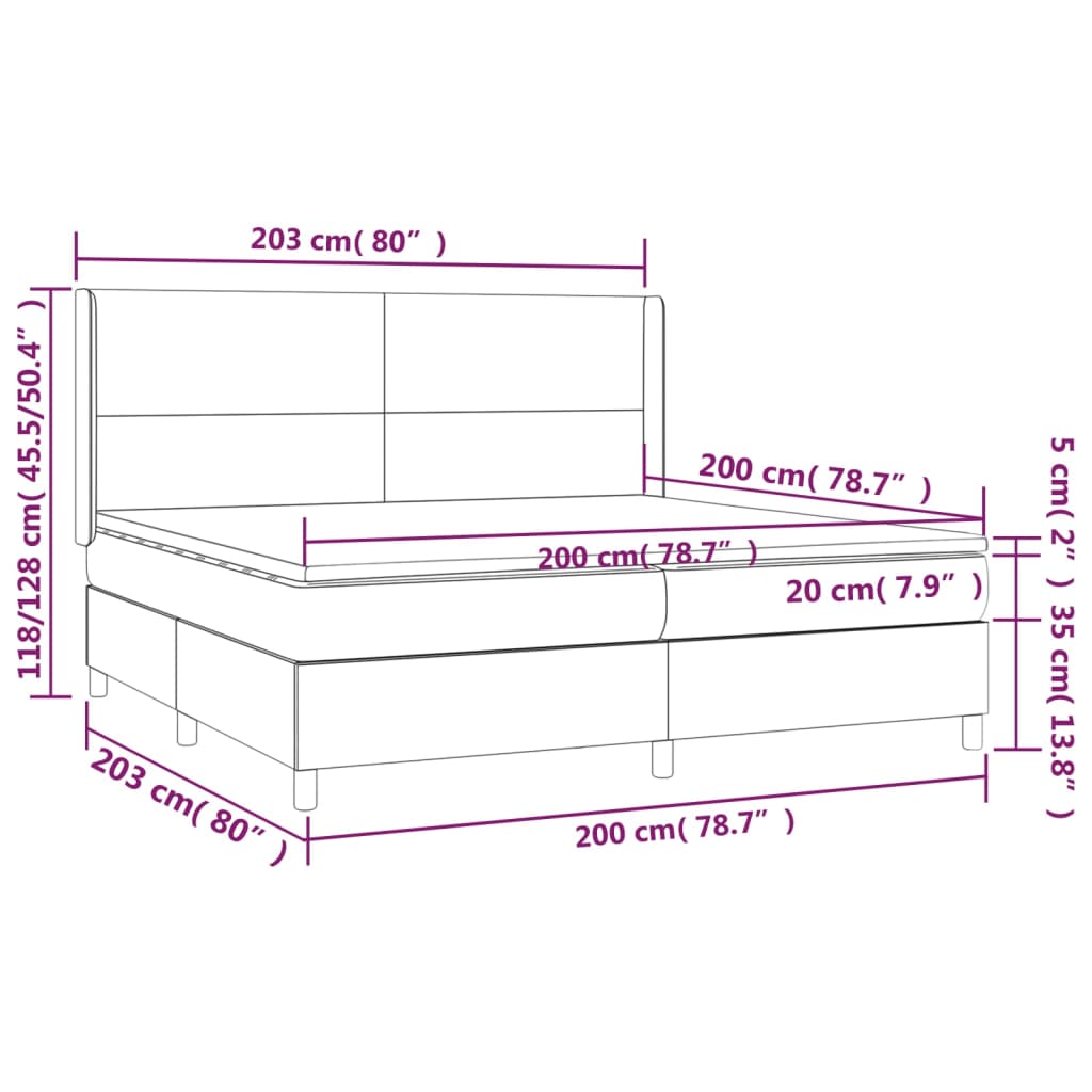 vidaXL Boxspringbett mit Matratze Dunkelbraun 200x200 cm Stoff