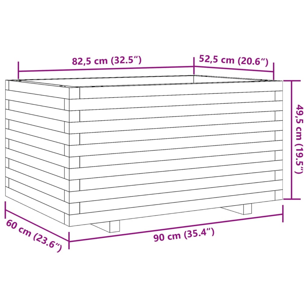 vidaXL Pflanzkübel Weiß 90x60x49,5 cm Massivholz Kiefer