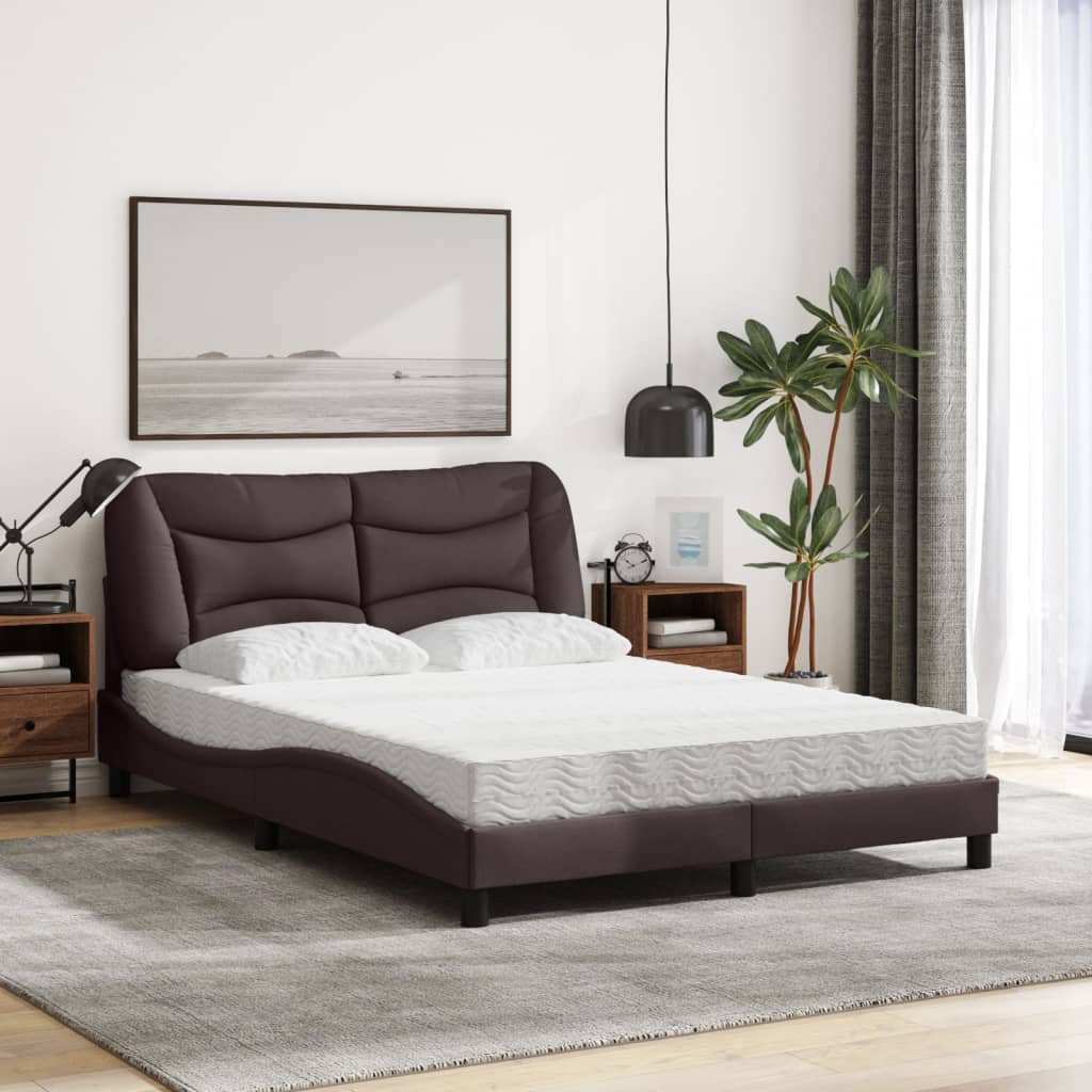 vidaXL Bett mit Matratze Dunkelbraun 140x200 cm Stoff