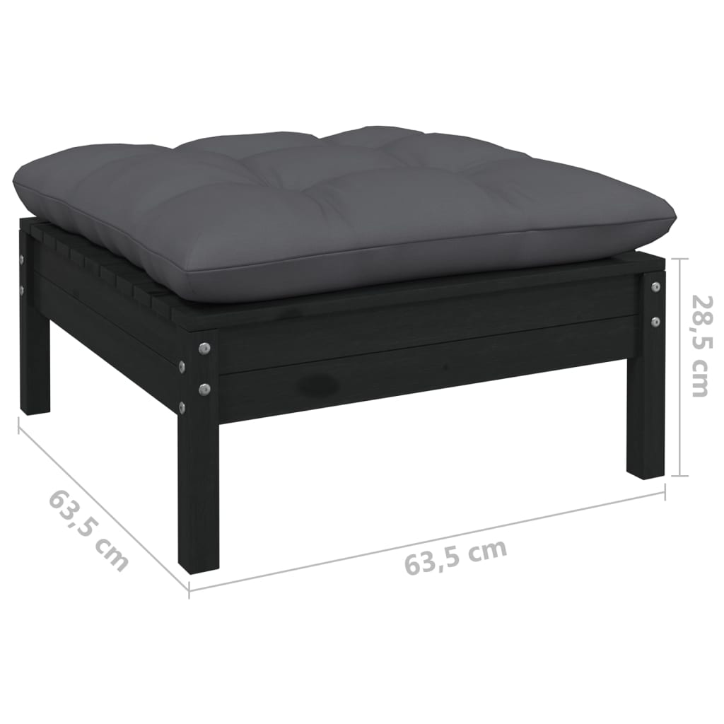 vidaXL 9-tlg. Garten-Lounge-Set mit Kissen Schwarz Massivholz Kiefer